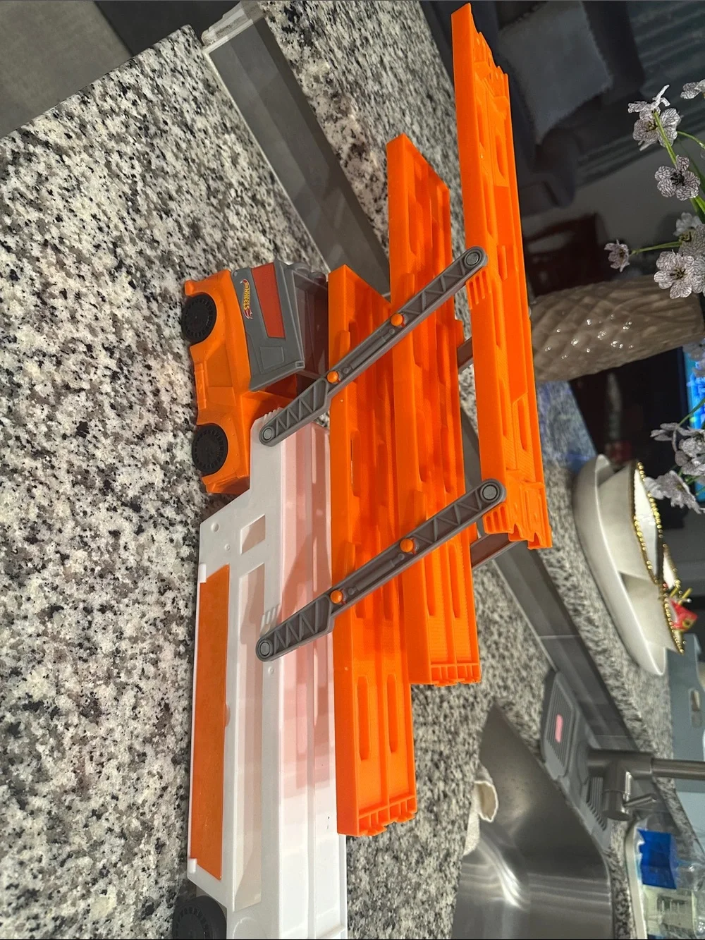 Orange Toy Car Carrier Truck Playset with 4 Mini Cars